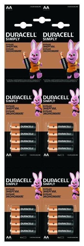 Батарея Duracell Basic, AAA (LR03/24А), 1.5V, 16шт. (Б0046869) - фото 1