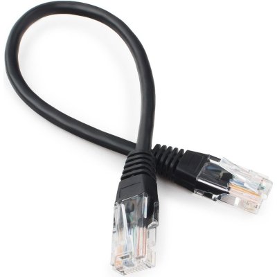 Патч-корд UTP кат.5e, 0.25м, RJ45-RJ45, черный, CCA, Bion BNPP12-0.25M/BK (BCL-PP12-0.25M/BK)