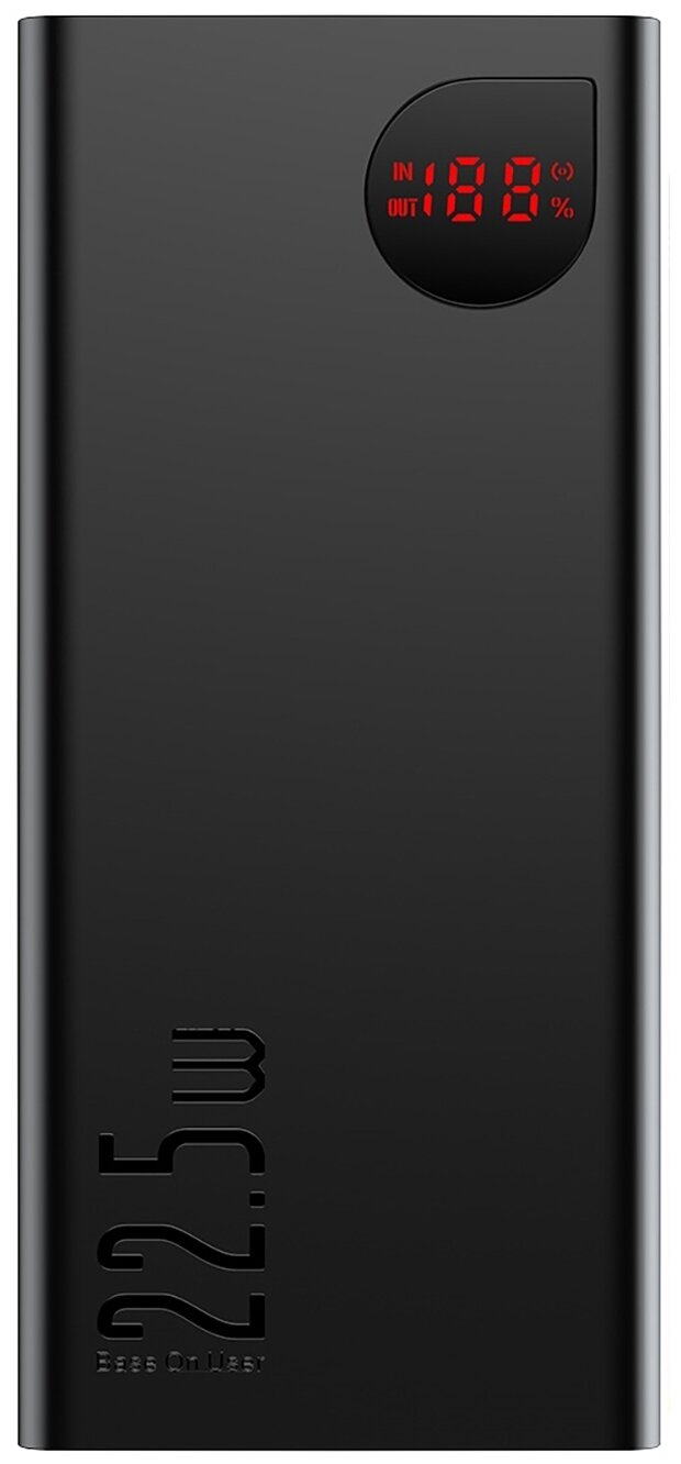 

Портативный аккумулятор (Powerbank) BASEUS Adaman Metal Digital Display, 10000mAh, 2xUSB, 3A, Type-C, QC, PD, черный (PPAD000001), Adaman Metal Digital Display
