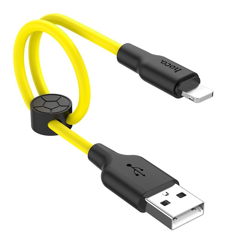 

Кабель Lightning 8-pin-USB, 2.4A, 1м, черный/желтый HOCO plus X21 (11847), X21