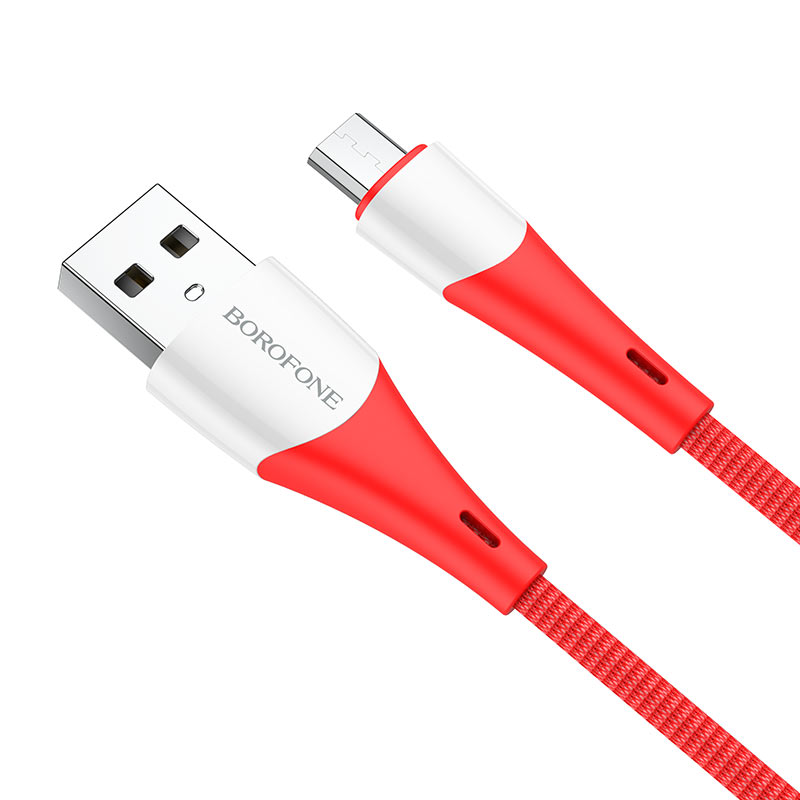 

Кабель Micro USB 2.0(Bm)-USB 2.0(Am), 2.4A, 1м, красный Borofone BX60 (6931474753236), BX60