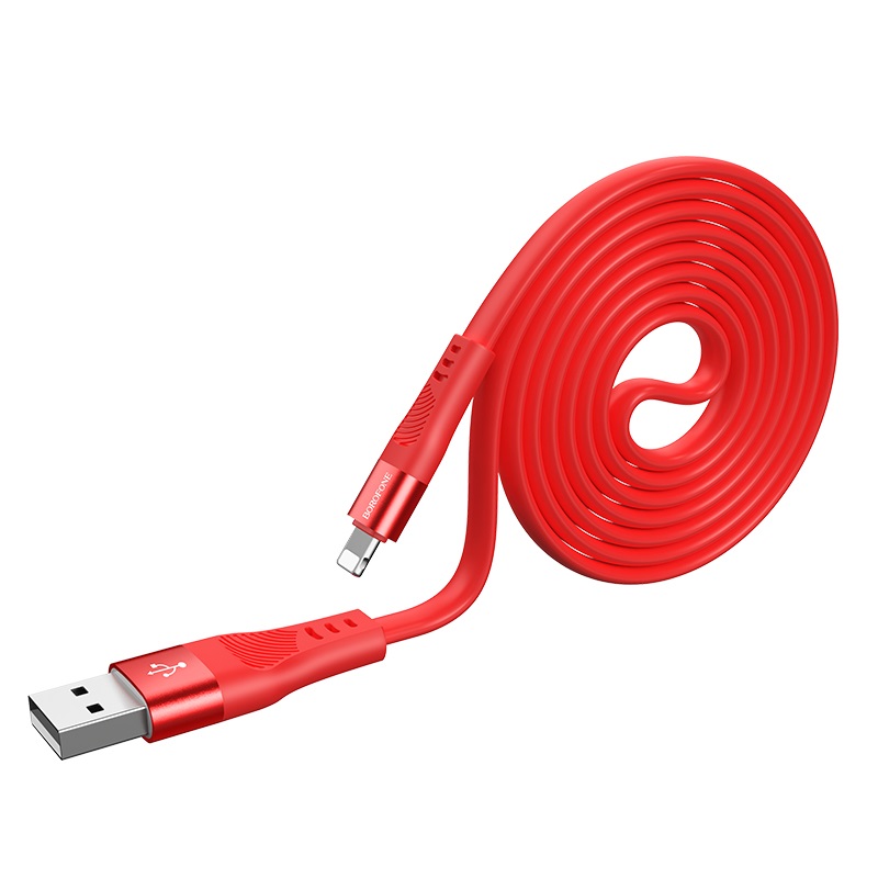 

Кабель Lightning 8-pin(m)-USB 2.0(Am), плоский, 2.4A, 1.2м, черный Borofone Crown BU18, BU18