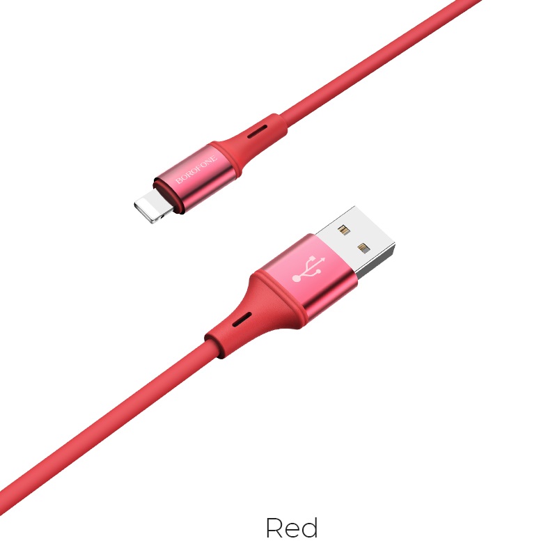 

Кабель USB-Lightning 8-pin, 2.4A, 1.2м, красный Borofone Cool Silicone BU24 (24915), BU24