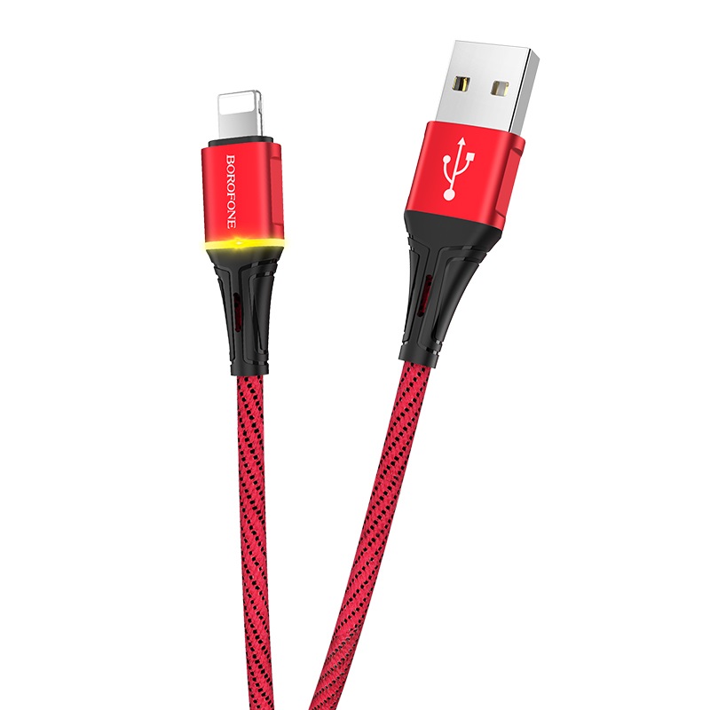 

Кабель USB-Lightning 8-pin, 2.4A, 1м, красный Borofone Glory BU25 (УТ000023304), BU25