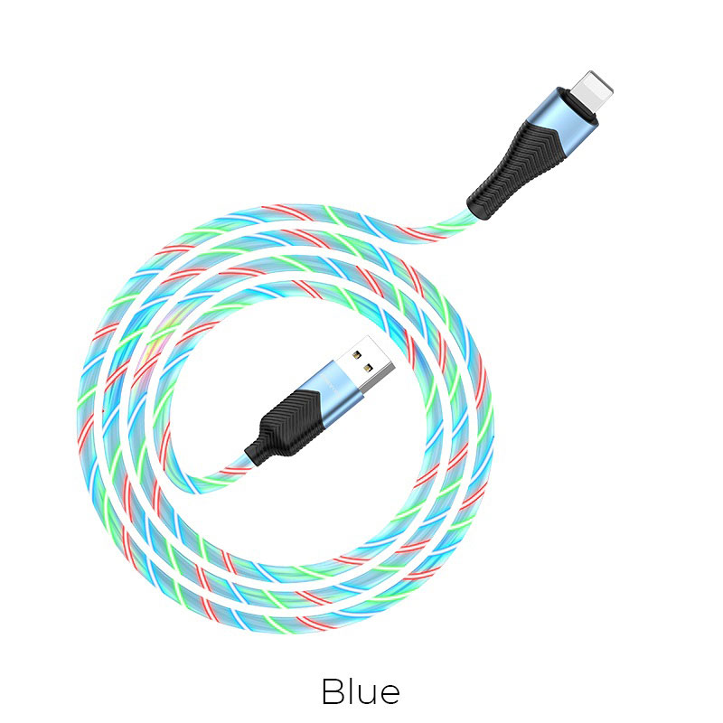 

Кабель USB-Lightning 8-pin, 2.4A, 1м, синий Borofone Streamer BU19 (23239), BU19