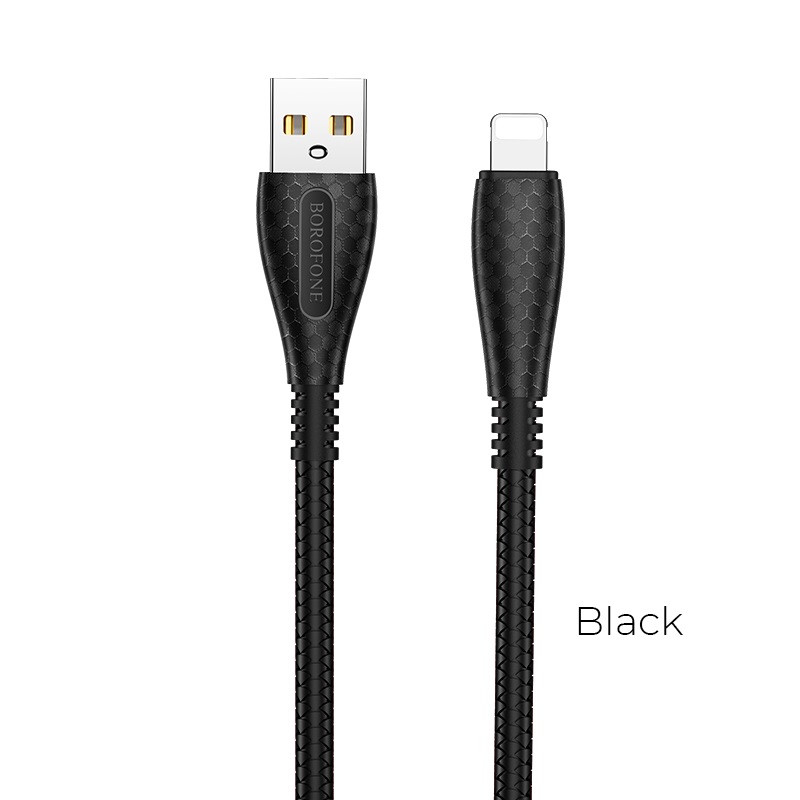 

Кабель USB-Lightning 8-pin, 2.4A, 1м, черный Borofone Cool BX38, BX38