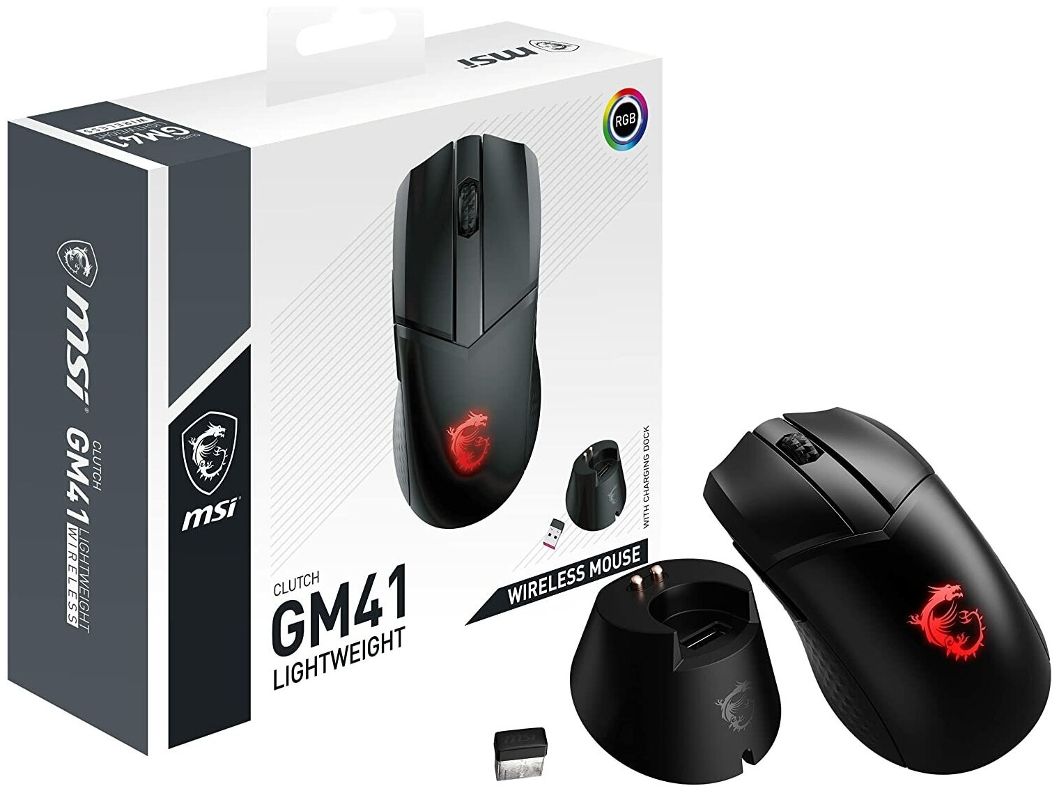 

Мышь беспроводная MSI Clutch, 20000dpi, оптическая светодиодная, USB/Радиоканал, черный (S12-4300870-C54), Clutch