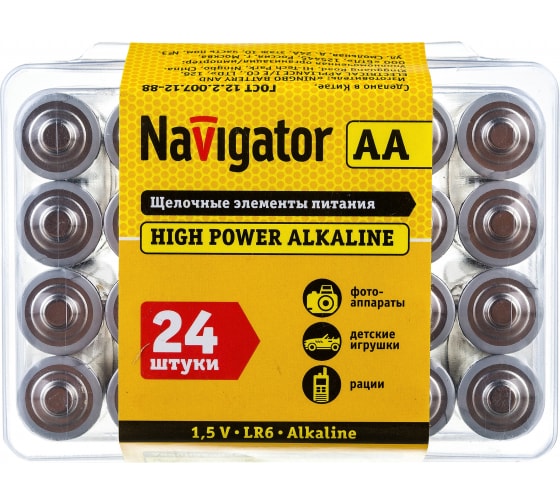 

Батарейка Navigator AA (LR06/15А), 1.5V, 24 шт. (94786)