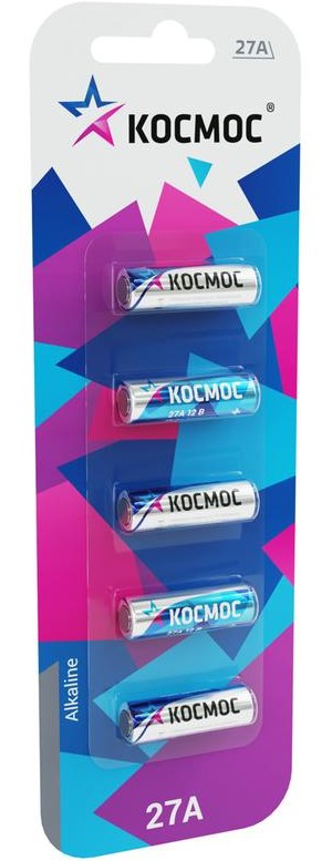 

Батарейка Космос A27 (MN27/V27A/GP27A), 12V, 5 шт. (KOC27A5BL)