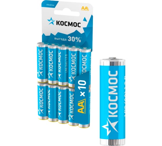 Батарея Космос AA (LR06/15А), 1.5V, 10шт. (KOCLR610BL)