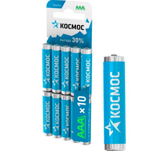 

Батарейка Космос AAA (LR03/24А), 1.5V, 10 шт. (KOCLR0310BL)