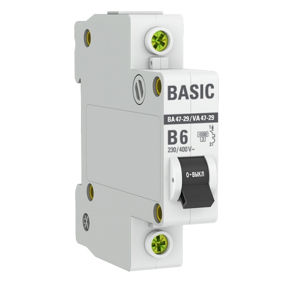 

Выключатель автоматический EKF Basic однополюсный (1P/1П) 6А B 4,5 кА (mcb4729-1-06-B)