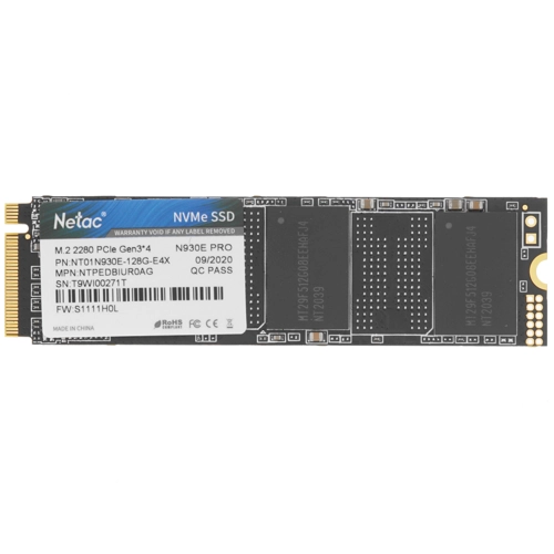 

Твердотельный накопитель (SSD) Netac 128Gb N930E Pro, 2280, M.2, NVMe (NT01N930E-128G-E4X)