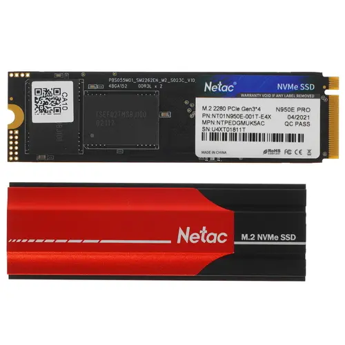

Твердотельный накопитель (SSD) Netac 1Tb N950E Pro, 2280, M.2, NVMe (NT01N950E-001T-E4X)