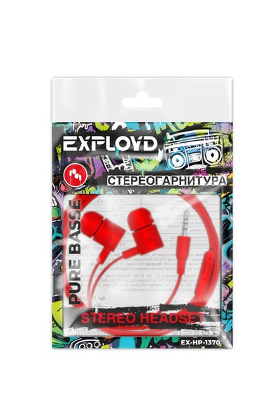 

Проводные наушники Exployd EX-HP-1370, Jack 3.5mm, красный (EX-HP-1370), EX-HP-1370