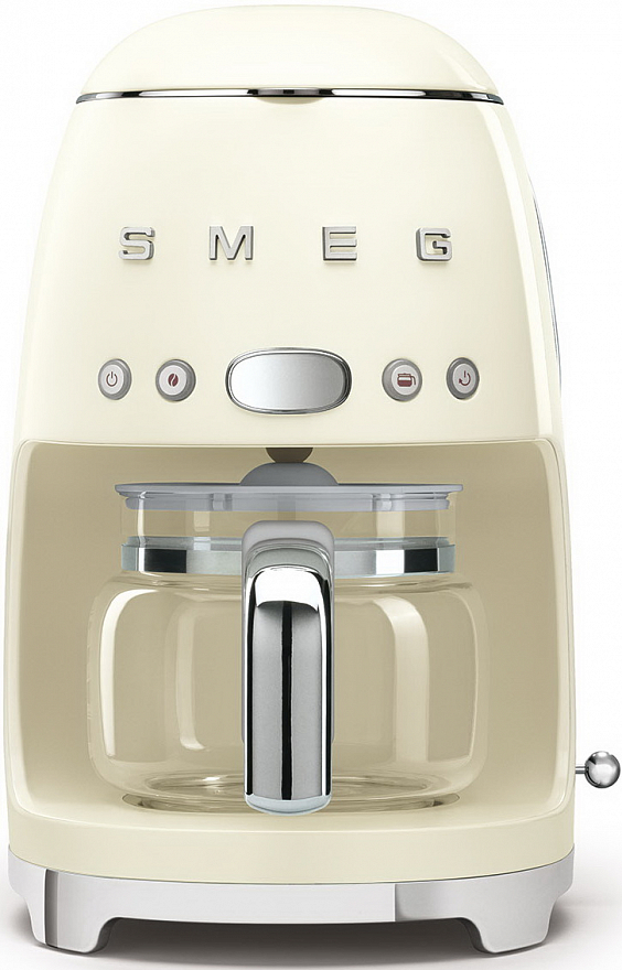 

Кофеварка капельная SMEG 50's Style DCF02CREU, 1.05 кВт, кофе молотый, 1.4 л, дисплей, кремовый (DCF02CREU), DCF02CREU