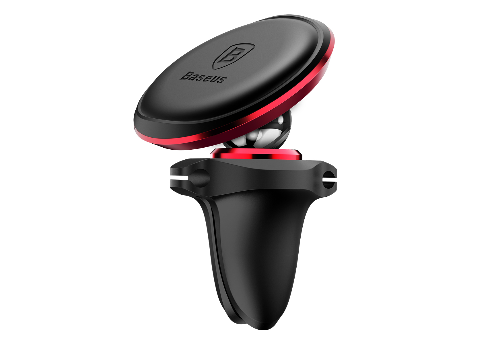 Держатель автомобильный Baseus SUGX-A09, магнитный для смартфонов зажим в воздуховод, черный/красный (6953156260597) - фото 1