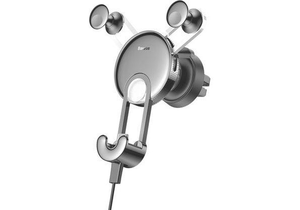

Держатель автомобильный Baseus YY vehicle-mounted phone charging holder with USB cable Type-C, раздвижной для смартфонов зажим в воздуховод, серебристый (6953156292048), YY vehicle-mounted phone charging holder with USB cable Type-C