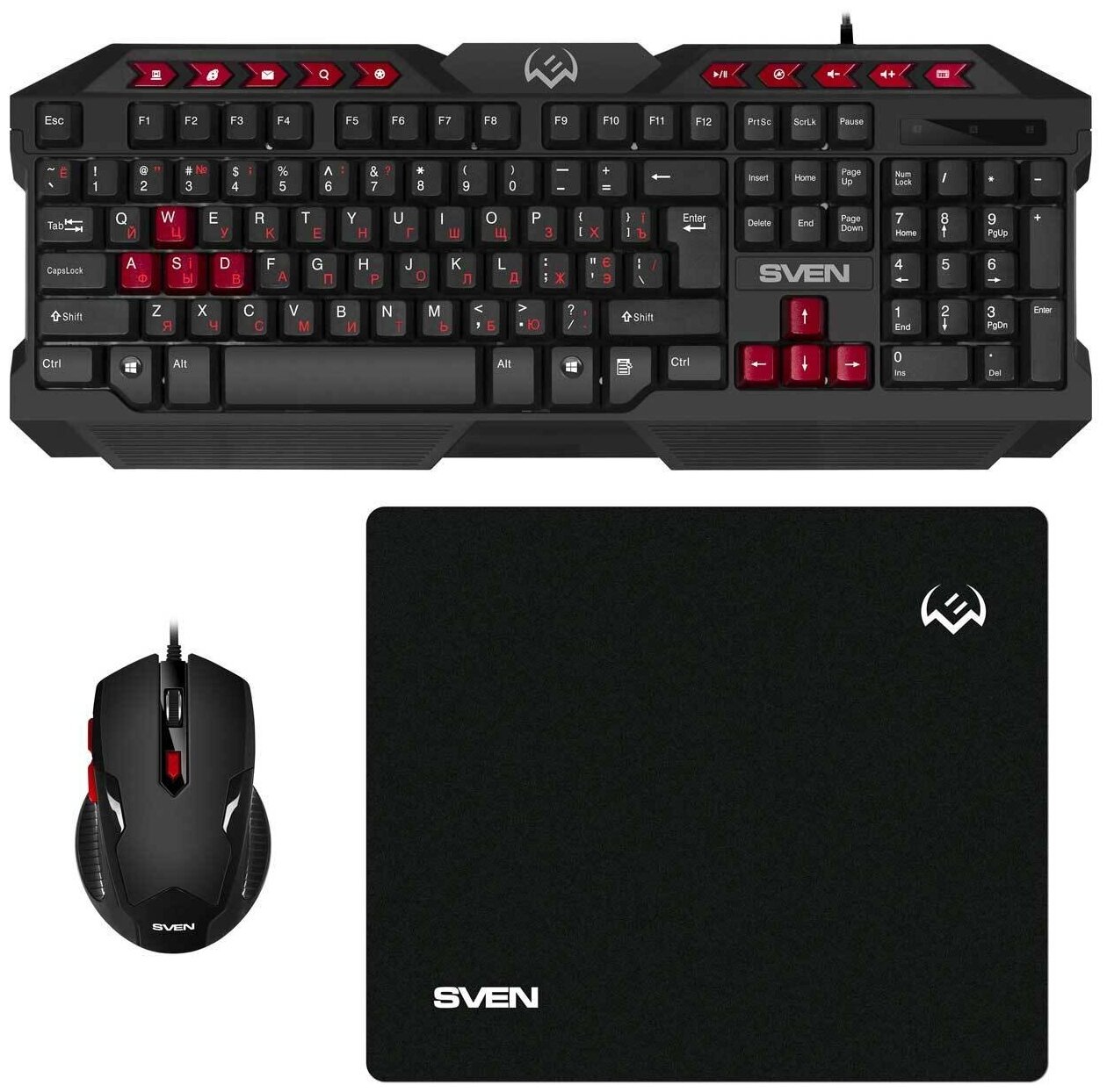 

Клавиатура + мышь Sven GS-9200, USB, черный/красный (SV-018221), GS-9200
