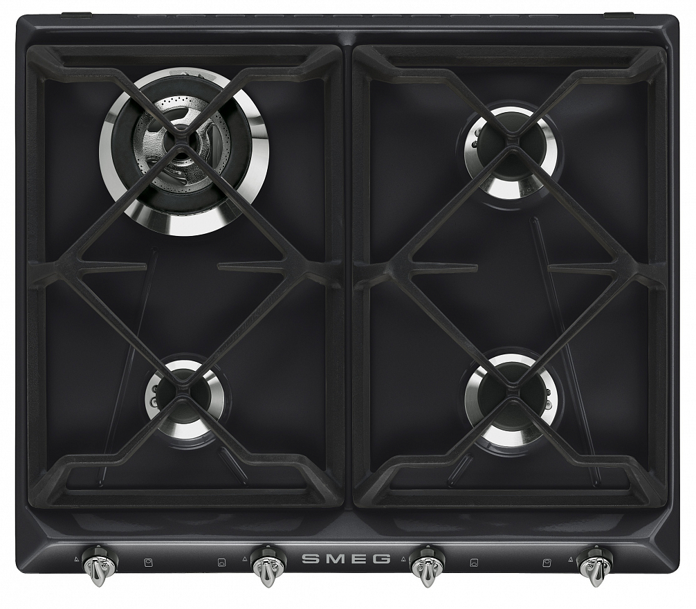 

Газовая варочная панель SMEG Victoria SR964NGH 4 конфорки, черный (SR964NGH), Черная, SR964NGH