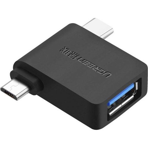 

Переходник (адаптер) USB-Micro USB+USB Type-C, угловой, черный UGREEN (30453)