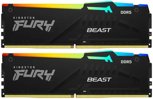 

Комплект памяти DDR5 DIMM 16Gb (2x8Gb), 5200MHz, CL40, 1.25V Kingston Fury Beast Black RGB (KF552C40BBAK2-16), KF552C40BBAK2-16