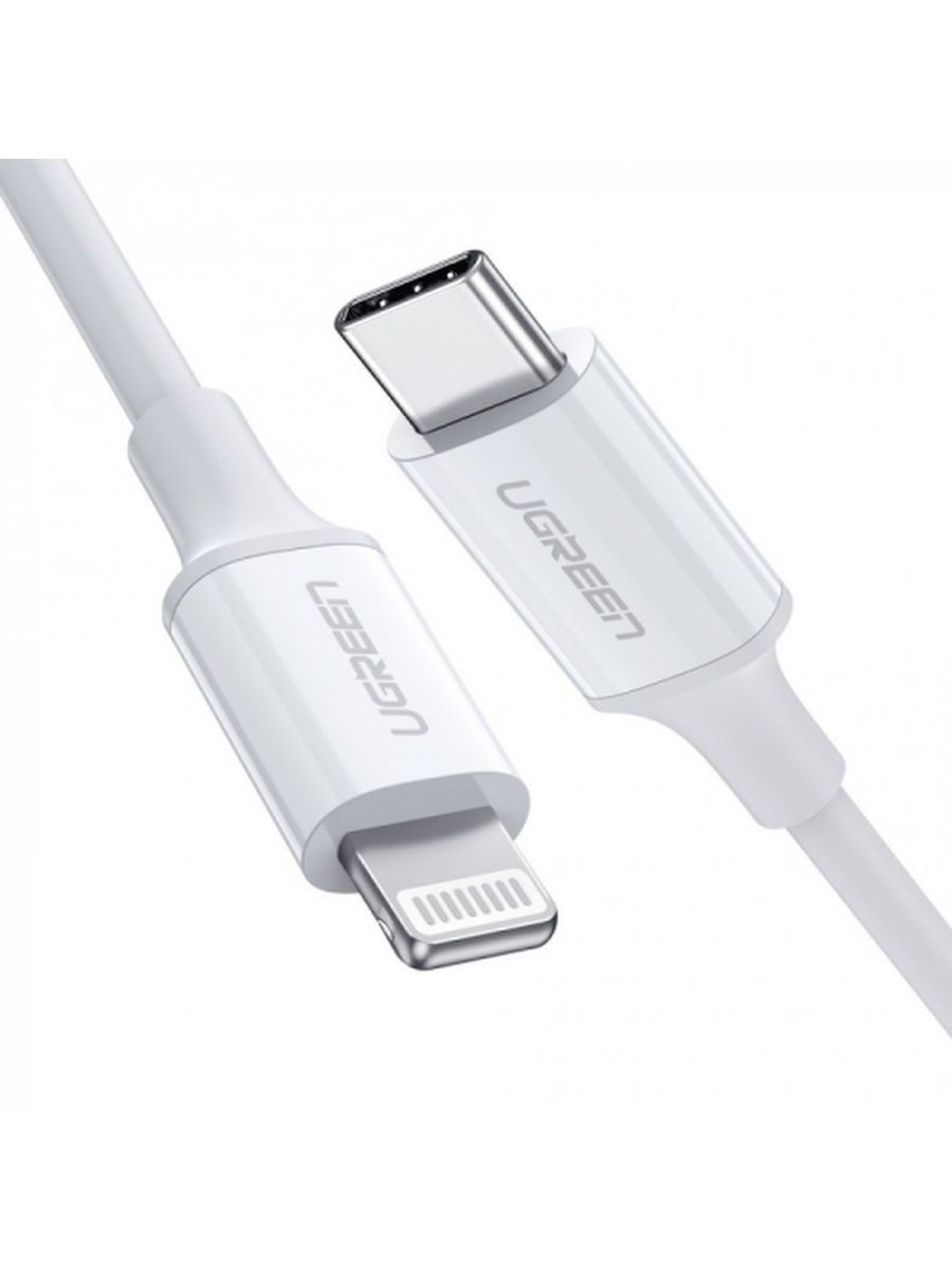 

Кабель USB Type-C-Lightning 8-pin, MFi, экранированный, быстрая зарядка, 2A 2 м, белый UGREEN US171 (60749), US171