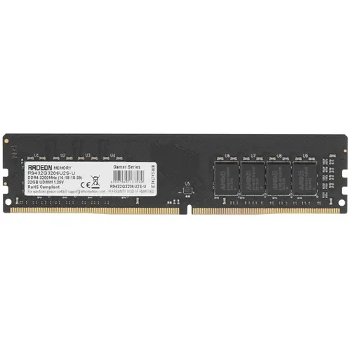 

Память DDR4 DIMM 32Gb, 3200MHz, 1.35 В, AMD, Radeon R9 Gamer Series (R9432G3206U2S-U), R9432G3206U2S-U