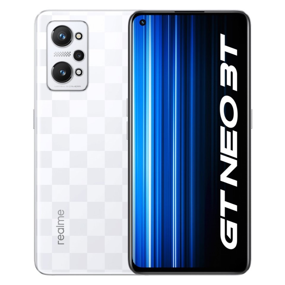 

Смартфон Realme GT NEO 3T, 6.62" 1080x2400 AMOLED, Qualcomm Snapdragon 870, 8Gb RAM, 256Gb, 3G/4G/5G, NFC, Wi-Fi, BT, 3xCam, 2-Sim, 5000mAh, USB Type-C, Android 12, белый (RMX3371), GT NEO 3T