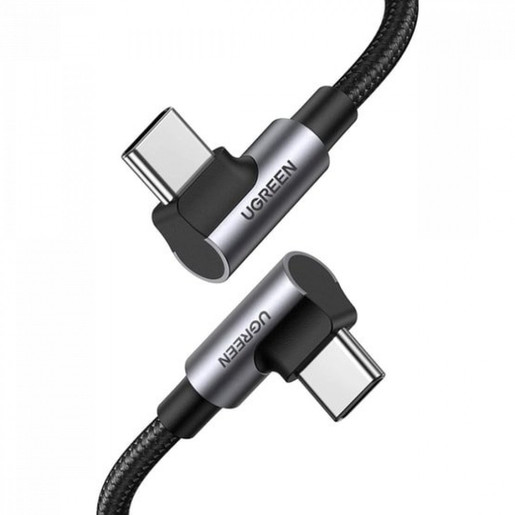 

Кабель USB Type-C-USB Type-C, угловой, экранированный, 5A быстрая зарядка, 2м, серый UGREEN US335 (70698), US335