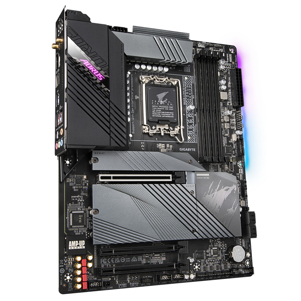 

Материнская плата GIGABYTE B660 AORUS MASTER, Socket1700, Intel B660, 4xDDR5 DIMM, 3PCI-Ex16, 4SATA3, 7.1-ch, 2.5GLAN, 7 USB 3.2, 2 USB Type-C, HDMI, DP, ATX, Retail, B660 AORUS MASTER