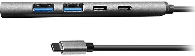 Концентратор Bion, 2xUSB 3.0, 2xUSB-C, серебристый (BXP-A-USBC-MULTI-02)