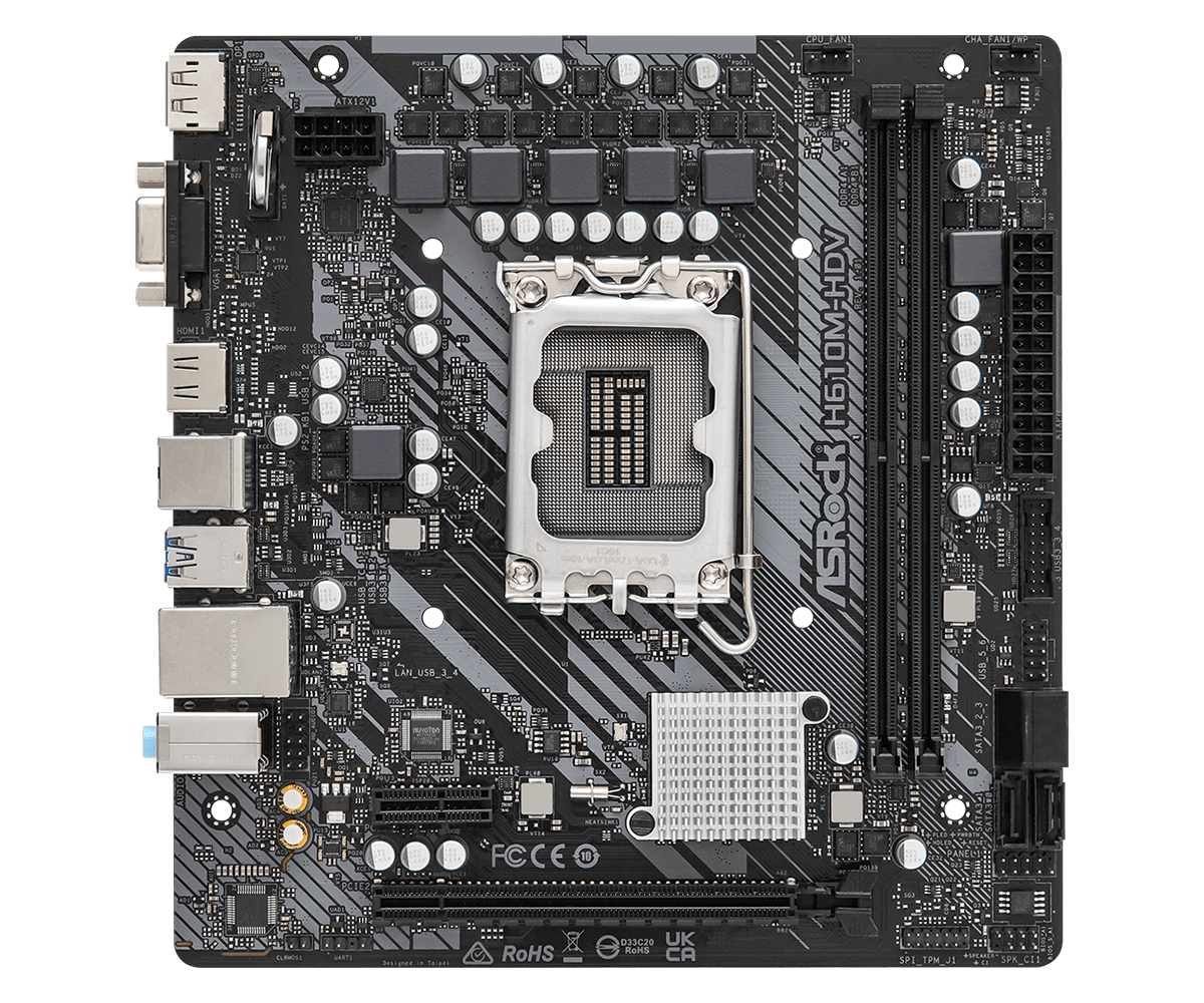 Материнская плата ASRock H610M-HDV, Socket1700, Intel H610, mATX