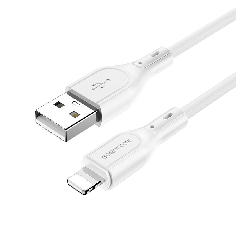 

Кабель Lightning 8-pin-USB, 2.4A, 1м, белый Borofone Wide way BX66 (6974443382419), BX66
