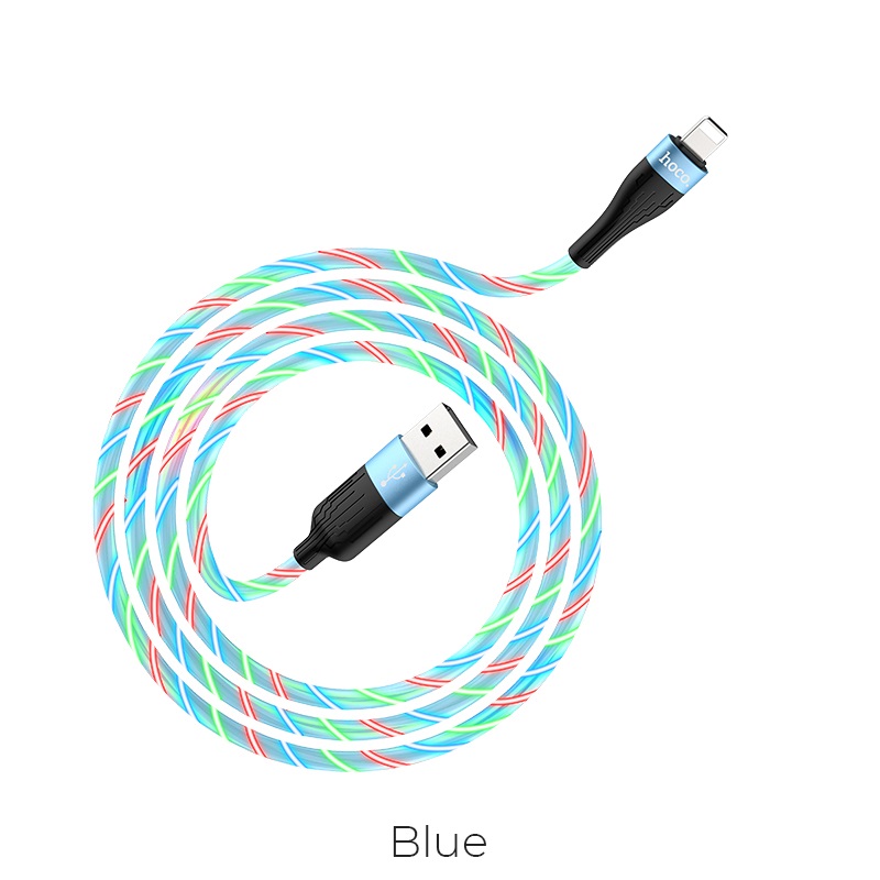

Кабель Lightning 8-pin(m)-USB 2.0(Am), 2.4A, 1м, голубой HOCO U85 (6931474723093), U85