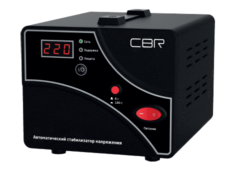 Стабилизатор напряжения CBR CVR 0207, 2000 VA, 1.2 кВт, EURO, черный (CVR 0207)