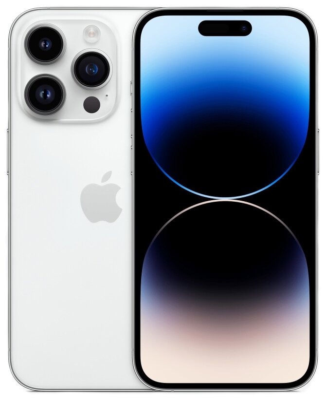 

Смартфон Apple iPhone 14 Pro, 6.1" 1179x2556 OLED, Apple A16 Bionic, 128Gb, 3G/4G/5G, NFC, Wi-Fi, BT, 3xCam, 2-Sim (nano SIM+eSIM), Lightning, iOS 16, серебристый (MQ003LL/A), iPhone 14 Pro