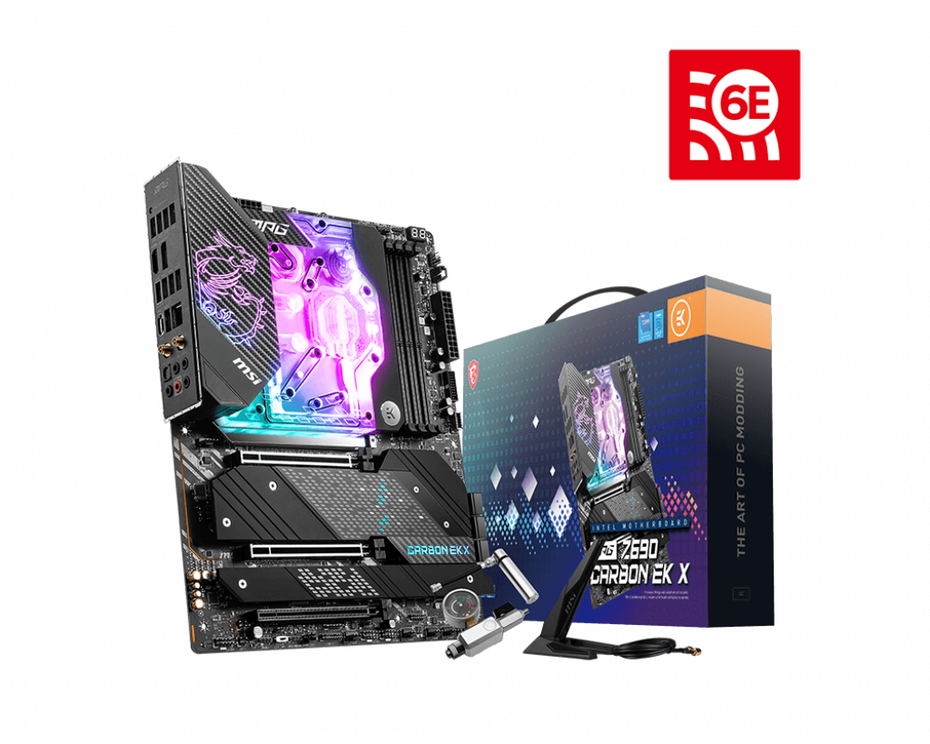 

Материнская плата MSI MPG Z690 CARBON EK X, Socket1700, Intel Z690, 4xDDR5 DIMM, 3PCI-Ex16, 6SATA3, 7.1-ch, 2.5GLAN, 7 USB 3.2, 2 USB Type-C, HDMI, DP, ATX, Retail, MPG Z690 CARBON EK X