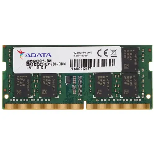 

Память DDR4 SODIMM 8Gb, 3200MHz, CL22, 1.2 В, ADATA, Premier (AD4S32008G22-RGN), AD4S32008G22-RGN