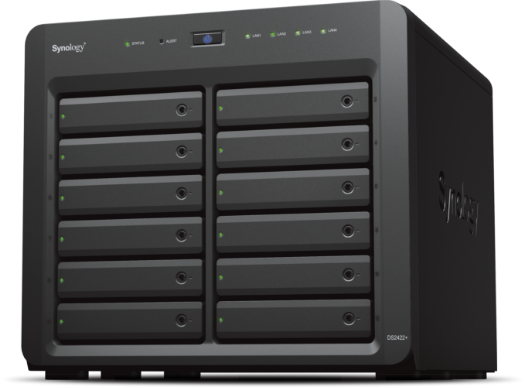 

Сетевой накопитель (NAS) Synology DiskStation DS2422+, слоты 12x2.5"/3.5" SATA3, 4x1 Гбит/с, 2xUSB 3.X, AMD Ryzen V1500B/4x2.2GHz, DDR4 4Gb, 550W, (DS2422+), DS2422+