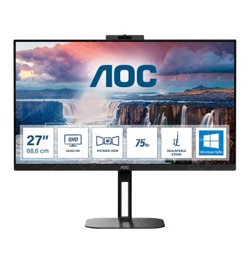 

Монитор 27" AOC Q27V5CW IPS, 2560x1440 (16:9), 300кд/м2, 1мс, 178°/178°, FreeSync, HDMI, DisplayPort, USB Type-C, USB-Hub, веб-камера, черный (Q27V5CW), Q27V5CW