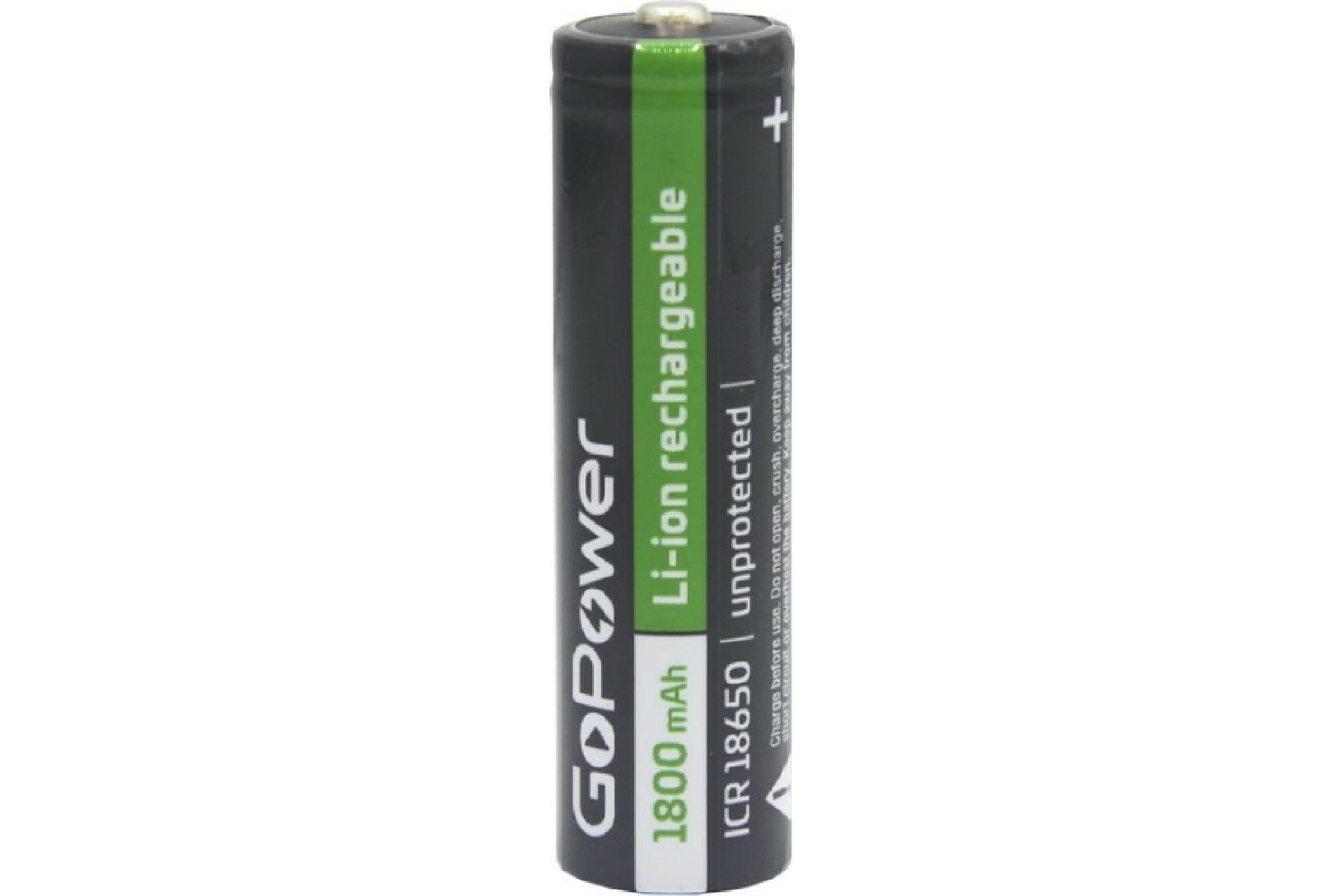 

Аккумулятор GoPower, 18650 (168A), 3.6V 1.8 А·ч, 1 шт. (00-00018351)