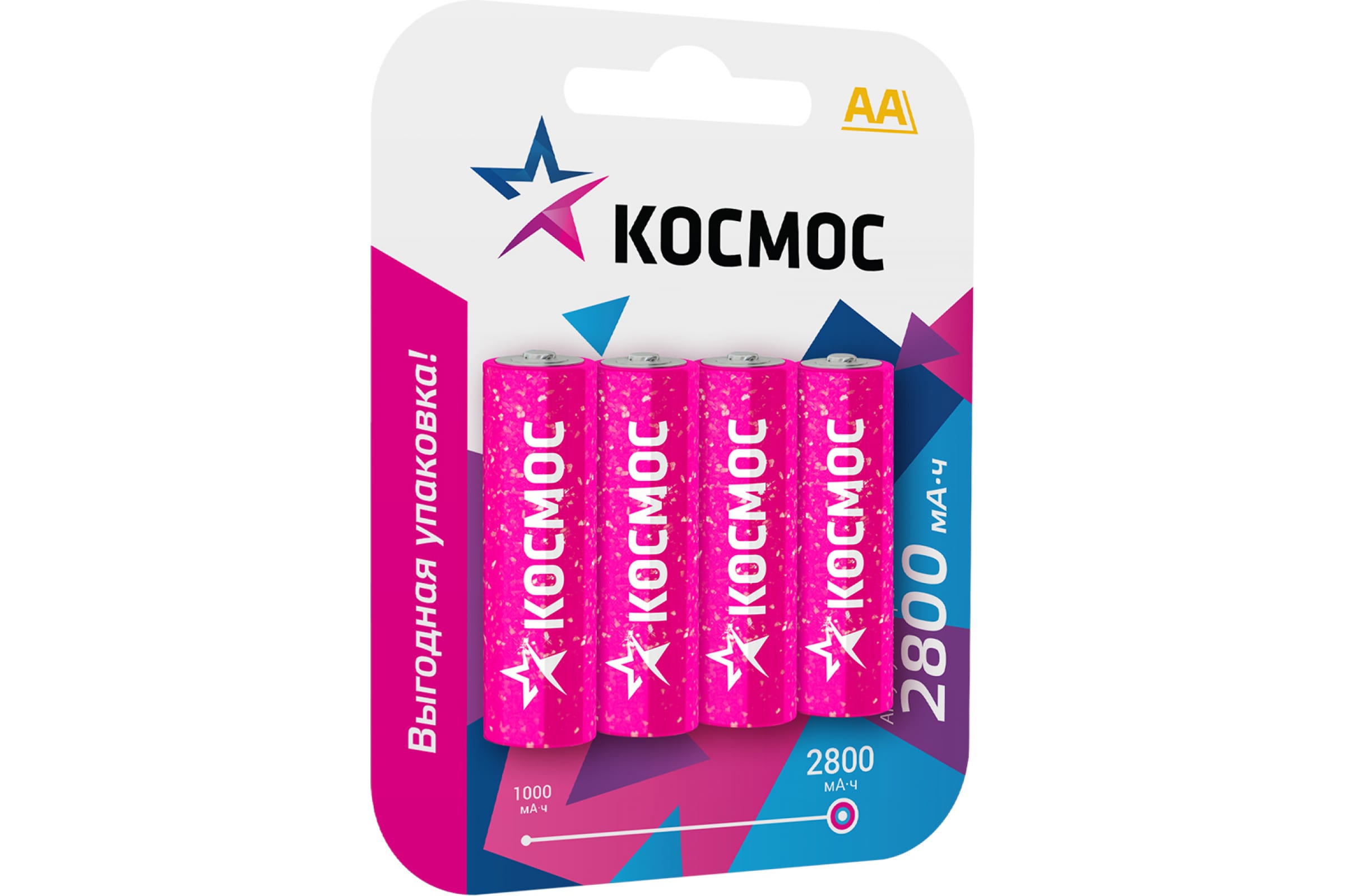 

Аккумулятор КОСМОС, AA (LR06/15А), 1.2V 2.8 А·ч, 4 шт. (KOCR6NIMH2800MAH4BL)