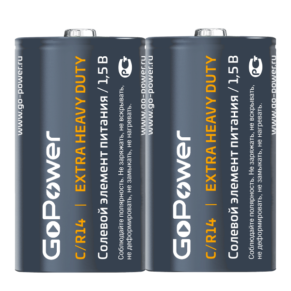 

Батарея GoPower Heavy Duty Shrink-2, C (R14/LR14), 1.5V, 24шт. (00-00015596)