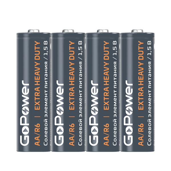 

Батарейка GoPower Heavy Duty Shrink-4, AA (LR06/15А), 1.5V, 60 шт. (00-00015592)