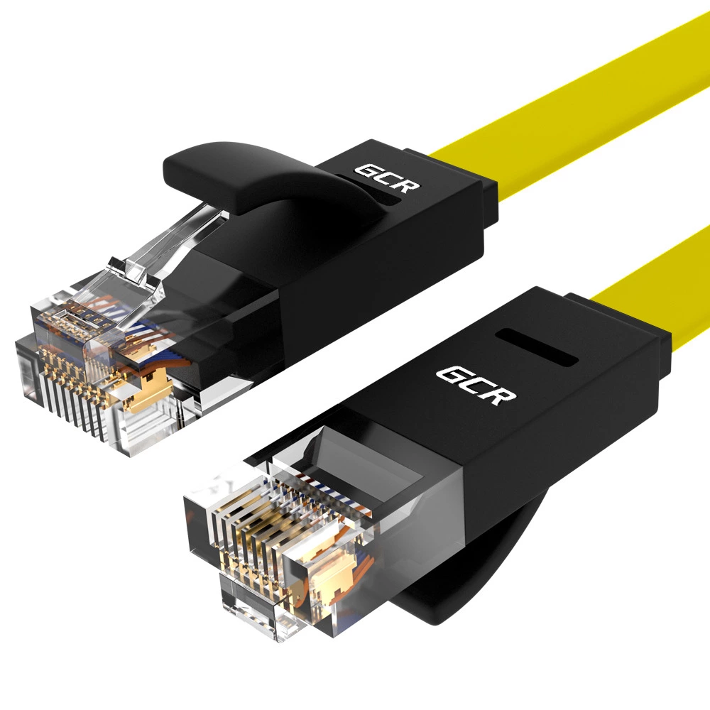 

Патч-корд UTP кат.6, 1м, RJ45-RJ45, желтый/черный, CU, плоский, GCR (GCR-52092)