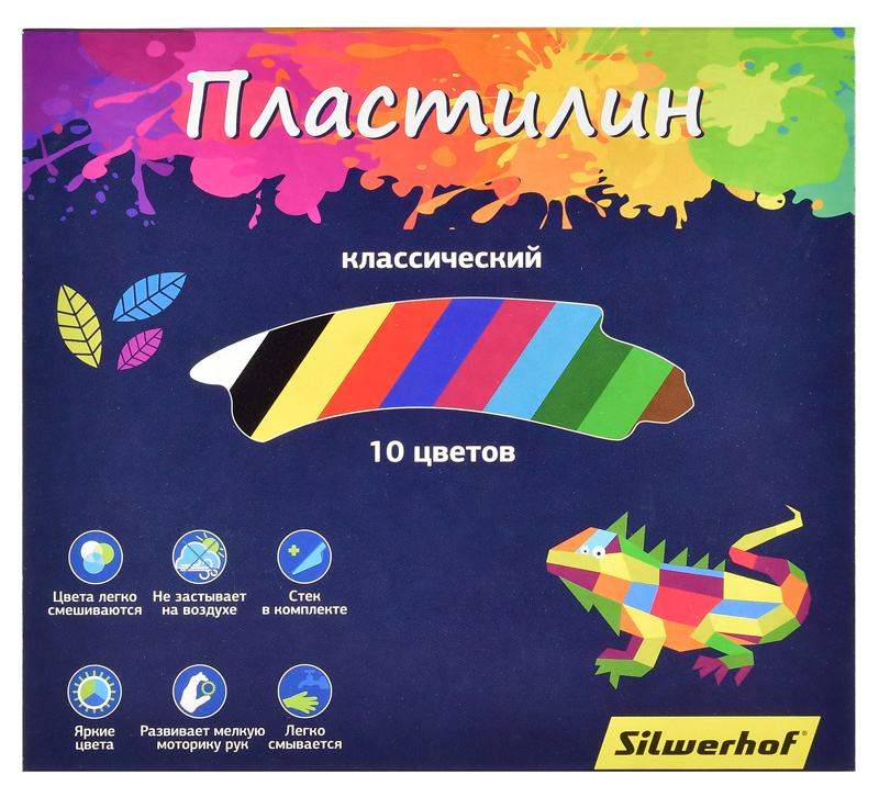 

Пластилин SILWERHOF Цветландия, 10 цветов, 200г (1530943), Цветландия