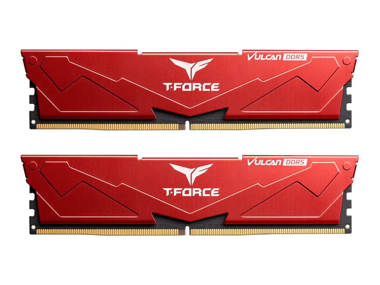 Комплект памяти DDR5 DIMM 32Gb (2x16Gb), 5600MHz, CL32, 1.2 В, Team Group, T-Force Vulcan Red (FLRD532G5600HC32DC01)