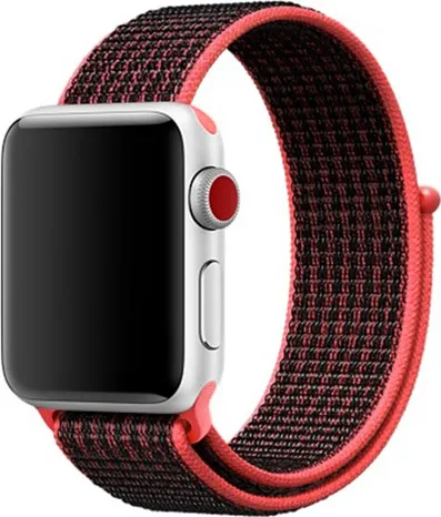 

Ремешок EVA для Apple Watch, 42-44 мм, нейлон, красный/черный (AWA009BR)