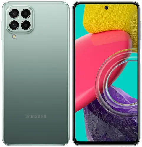 

Смартфон Samsung Galaxy M53, 6.7" 1080x2400 Super AMOLED Plus, MediaTek Dimensity 900, 8Gb RAM, 256Gb, 3G/4G, NFC, Wi-Fi, BT, 4xCam, 2-Sim, 5000 мА⋅ч, USB Type-C, Android 12, зеленый (SM-M536BZGHMEA), Galaxy M53